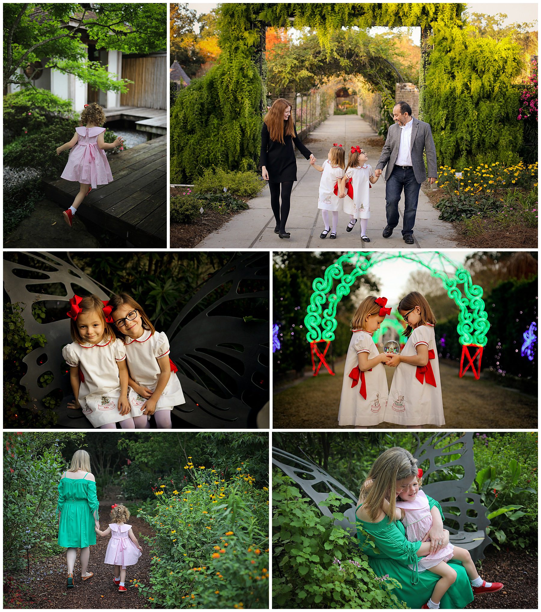 Several family photos in the New Orleans Botanical Gardens with Twirl Photography.