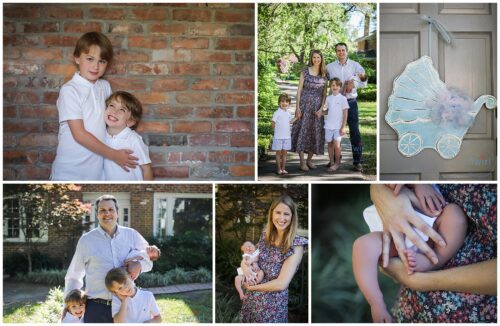 family newborn photos outside in front of the family's home in New Orleans