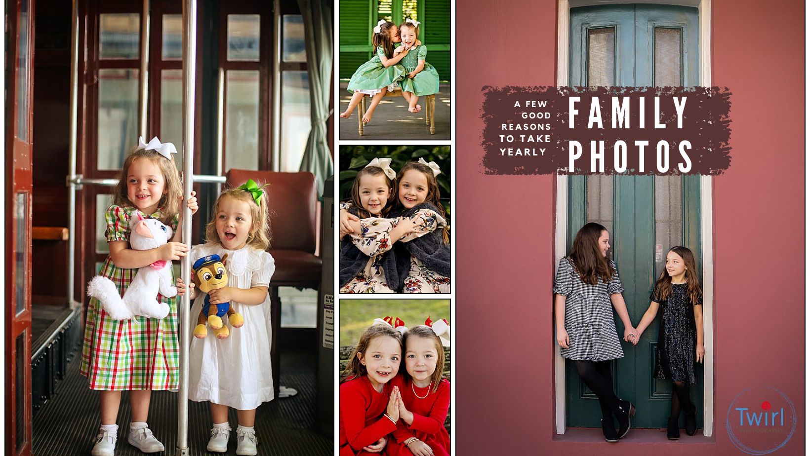 Fall pictures of two sisters spanning 5 years for a story about why yearly family photos are important.