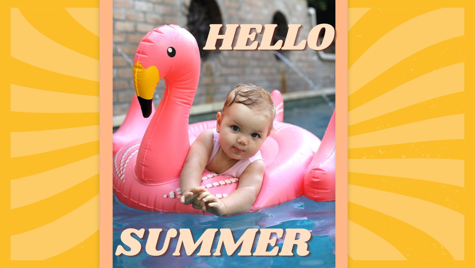 A picture of a baby on a pink flamingo floaty in a pool for a story about Tips for taking great photos of your kids this summer. 