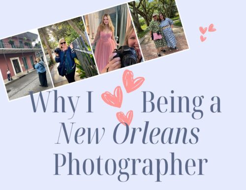 Several pictures of a photographer taking pictures in the city of New Orleans.