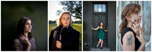 Four high school seniors posing for their casual senior photos in New Orleans.