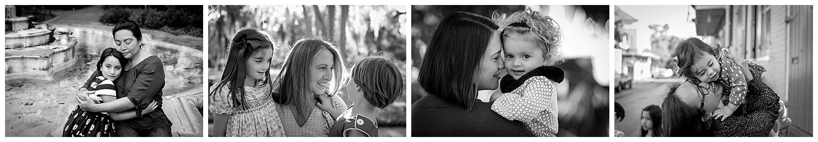 Several photos of moms with their children posing for photos in New Orleans.