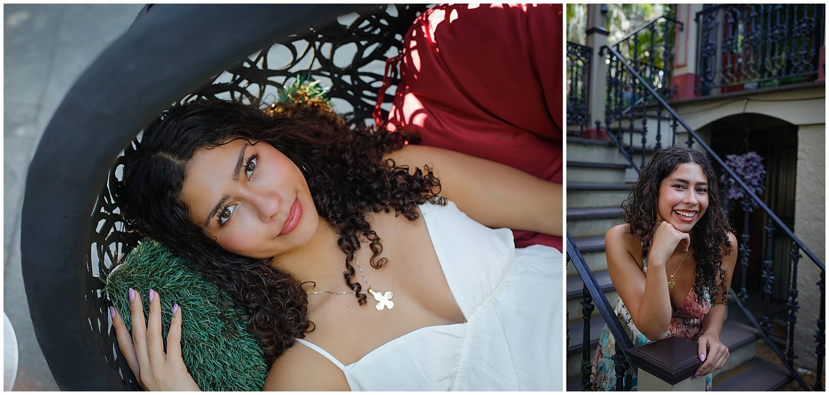 A high school graduate on a lounging chair looking up at the camera for a story about how senior portraits for every personality.