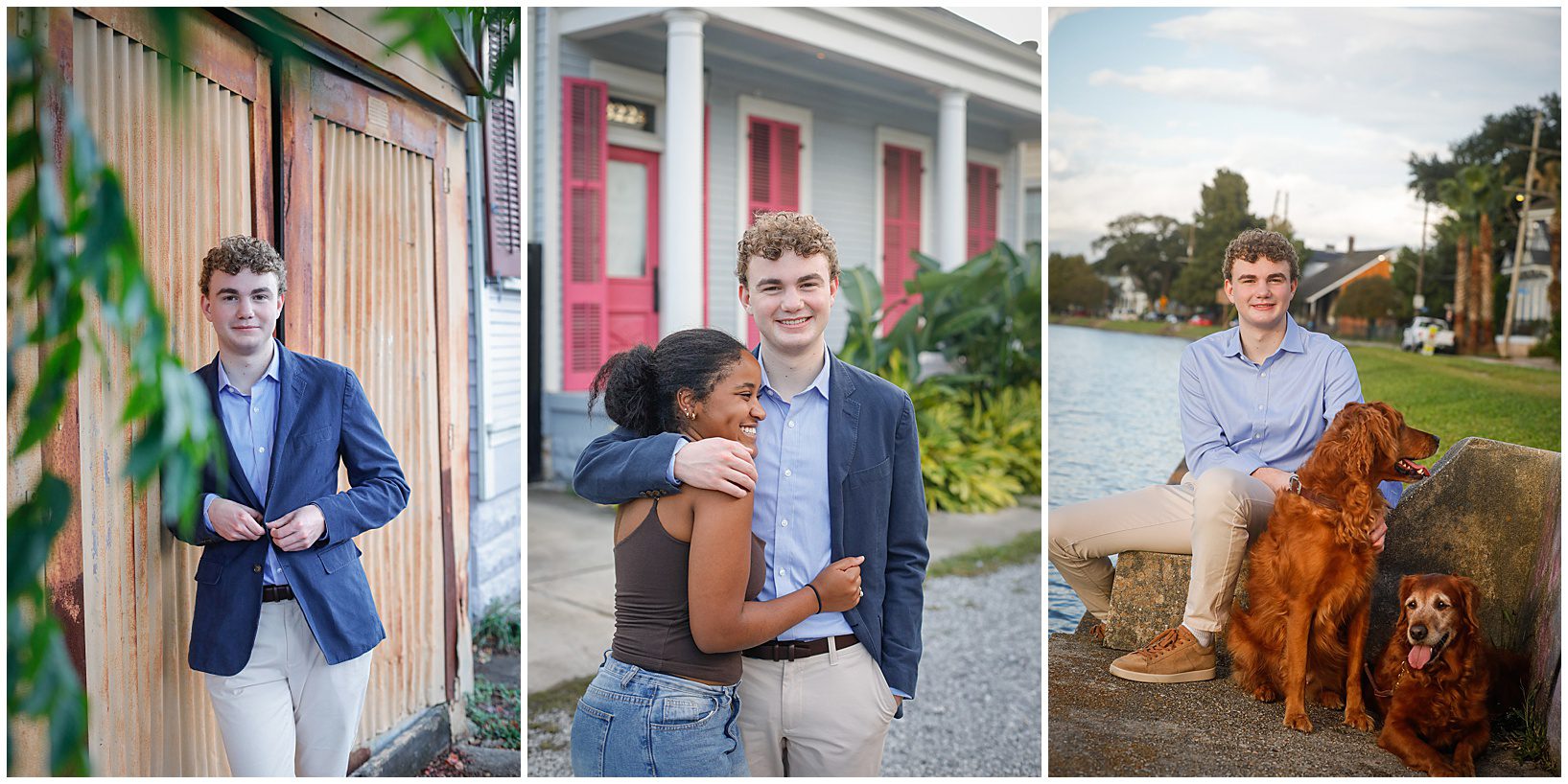 A high school senior walking around the neighborhood Bayou St. John for senior pictures.