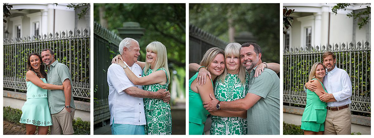 A mom hugging her adult children.